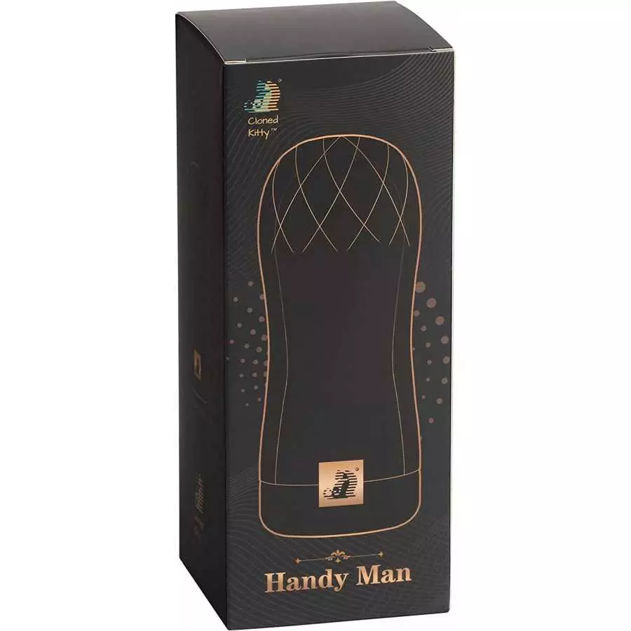 Cloned Kitty Handyman Male Masturbator - Very Textured Adult Toy for Men, Realistic Silicone Sleeve (Black)