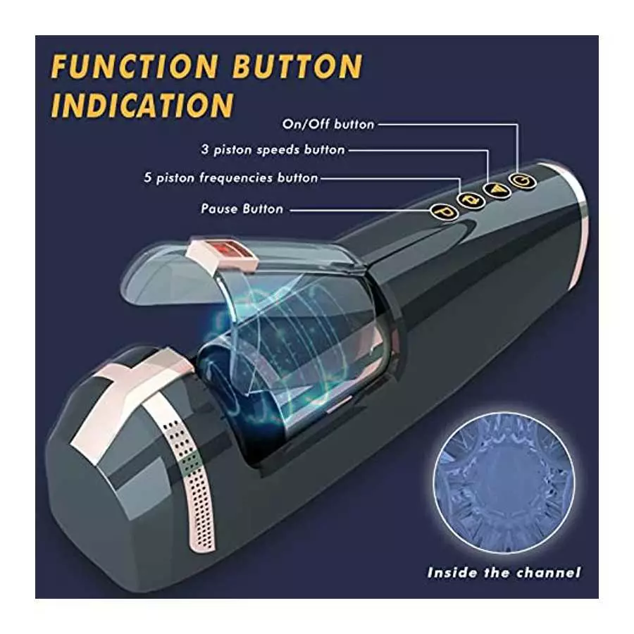 Thrusting Male Masturbator Cup Sex Toy for Men with 5 Powerful Frequencies and 3 Speends -3D Realistic Textured Vagina Automatic