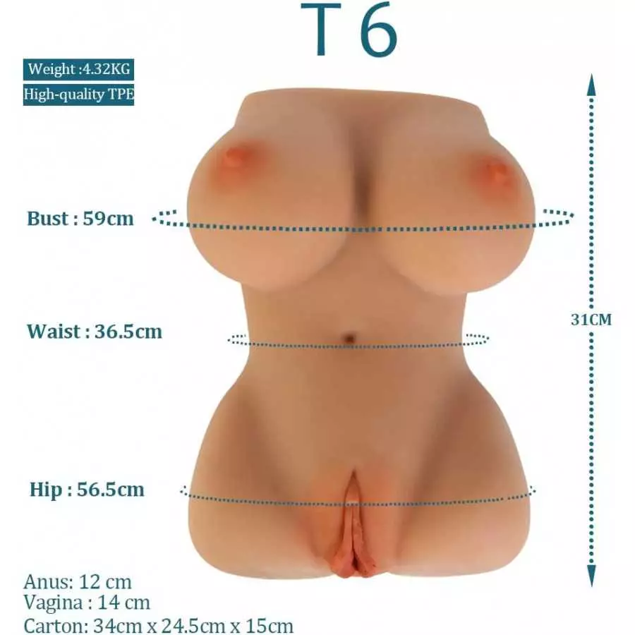 9.52 LB Sex Doll Torso Male Masturbator, Realistic 3 in 1 Pocket Pussy Ass with Breasts, Vagina & Anal for Men Masturbation, Fem