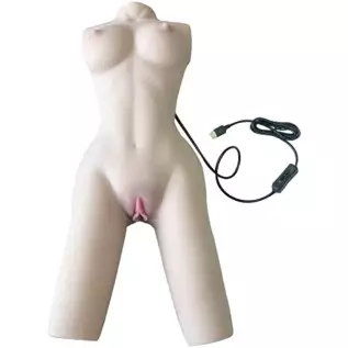 Electric Heated Vibrating 17lb Sex Doll Male Masturbator with Torso and Realistic Boobs Pussy Ass Realistic Masturbator, Electri
