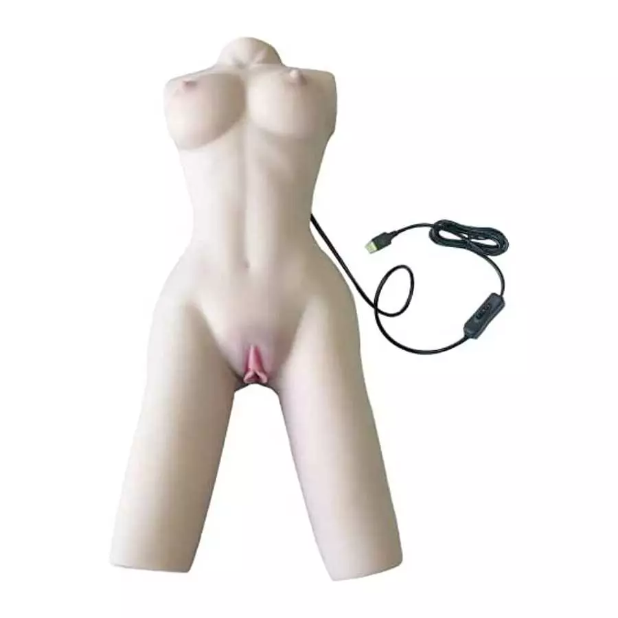 Electric Heated Vibrating 17lb Sex Doll Male Masturbator with Torso and Realistic Boobs Pussy Ass Realistic Masturbator, Electri