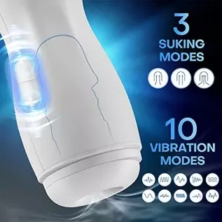 Deep Throat Automatic Male Masturbator Cup with 3 Sucking & 12 Vibration, Swallowing Blowjob Toy Silicone Male Stroker for Men,