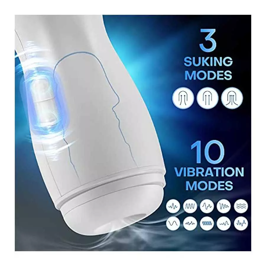 Deep Throat Automatic Male Masturbator Cup with 3 Sucking & 12 Vibration, Swallowing Blowjob Toy Silicone Male Stroker for Men,