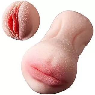 2 in 1 Male Masturbator Adult Sex Toy with Realistic Textured Pocket Pussy with 3D for Male Self Pleasuring Toys Portable Flesh