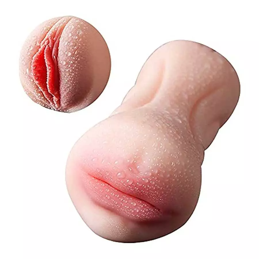 2 in 1 Male Masturbator Adult Sex Toy with Realistic Textured Pocket Pussy with 3D for Male Self Pleasuring Toys Portable Flesh