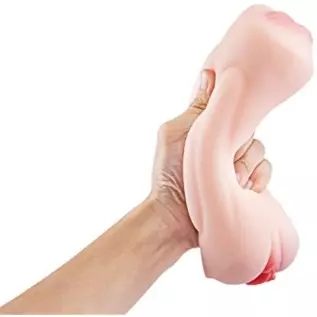 2 in 1 Male Masturbator Adult Sex Toy with Realistic Textured Pocket Pussy with 3D for Male Self Pleasuring Toys Portable Flesh