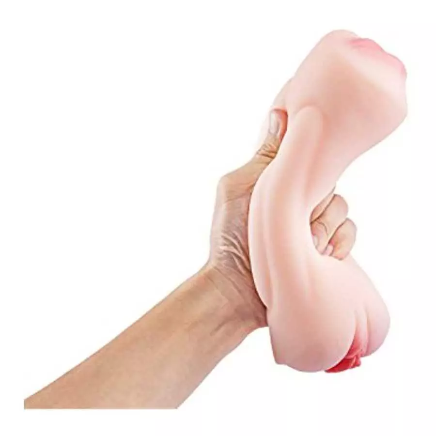 2 in 1 Male Masturbator Adult Sex Toy with Realistic Textured Pocket Pussy with 3D for Male Self Pleasuring Toys Portable Flesh