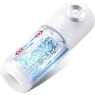 Automatic Thrusting Male Masturbator Cup with 4 Thrusting Modes and 4 Telescopic Speeds, Jinglejungle Ultra Quiet 3D Realistic T