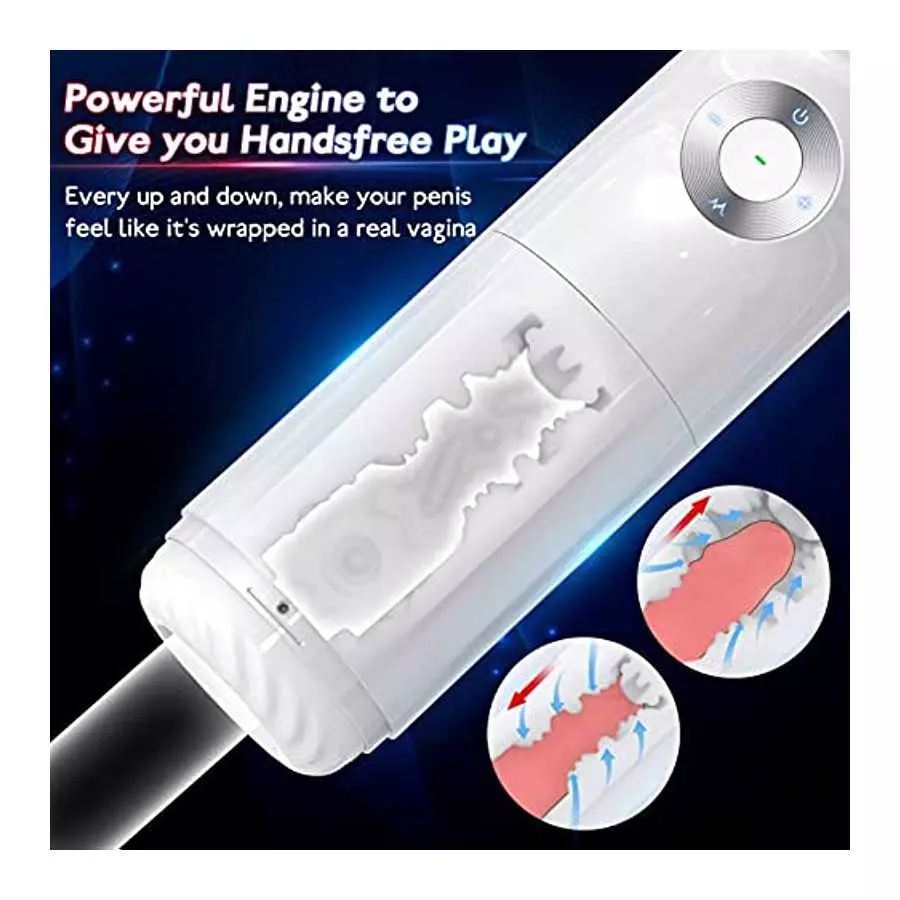 Automatic Thrusting Male Masturbator Cup with 4 Thrusting Modes and 4 Telescopic Speeds, Jinglejungle Ultra Quiet 3D Realistic T