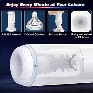 Automatic Thrusting Male Masturbator Cup with 4 Thrusting Modes and 4 Telescopic Speeds, Jinglejungle Ultra Quiet 3D Realistic T Automatic Thrusting Male Masturbator Cup with 4 Thrusting Modes and 4 Telescopic Speeds, Jinglejungle Ultra Quiet 3D Realistic T