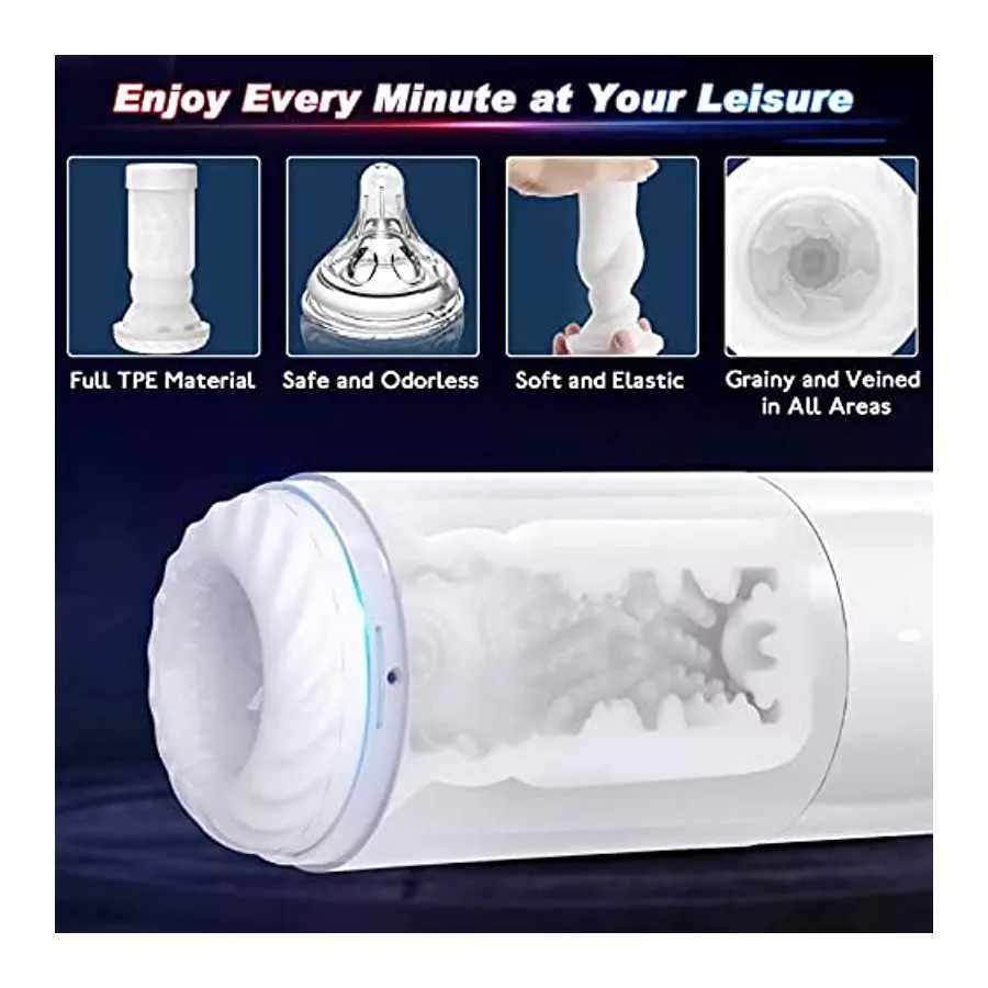 Automatic Thrusting Male Masturbator Cup with 4 Thrusting Modes and 4 Telescopic Speeds, Jinglejungle Ultra Quiet 3D Realistic T