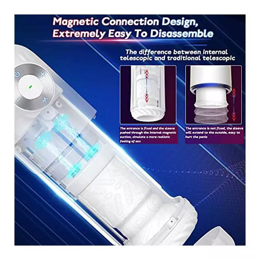 Automatic Thrusting Male Masturbator Cup with 4 Thrusting Modes and 4 Telescopic Speeds, Jinglejungle Ultra Quiet 3D Realistic T