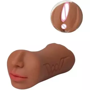 3 in 1 Pussy Pocket Pussy Masturbators for Male with Fox Face, Mouth Vagina and Anal, Masturbator Deep Throat Oral Adult