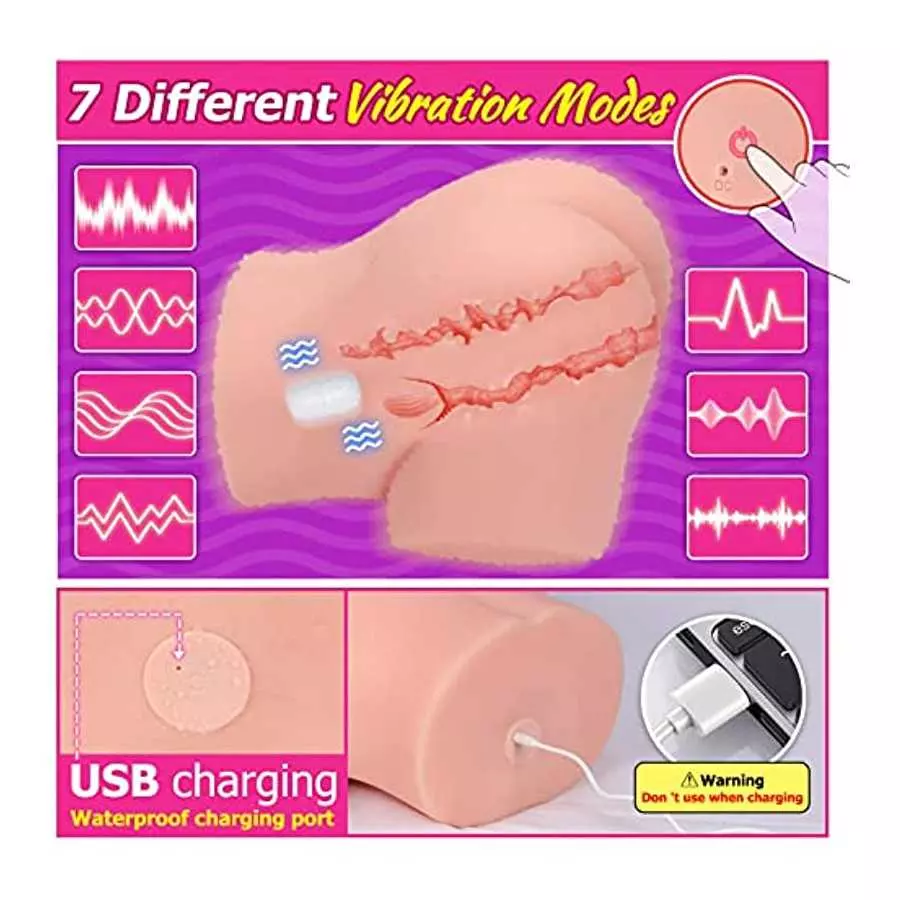 Male Masturbator Life-Sized Sex Doll Realistic Butt Pocket Pussy Ass Continuous Heating 7 Vibration Modes Toy for Men Sex Pleasu