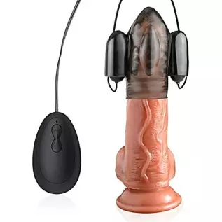 Remote Male Masturbator for Glans Trainning, 10 Speeds Bullet Stimulator Vibrating Penis Sleeve (Black)