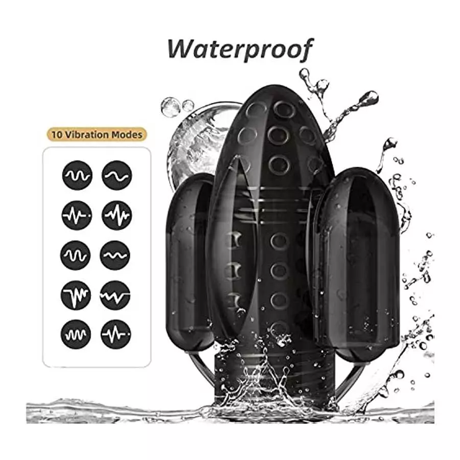 Remote Male Masturbator for Glans Trainning, 10 Speeds Bullet Stimulator Vibrating Penis Sleeve (Black)