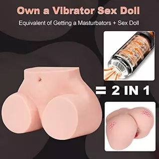 15.5LB Vibrating Sex Doll Male Masturbator with 7 Vibration Modes for Men Pleasure + Penis Vaccum Pump for Men Erection