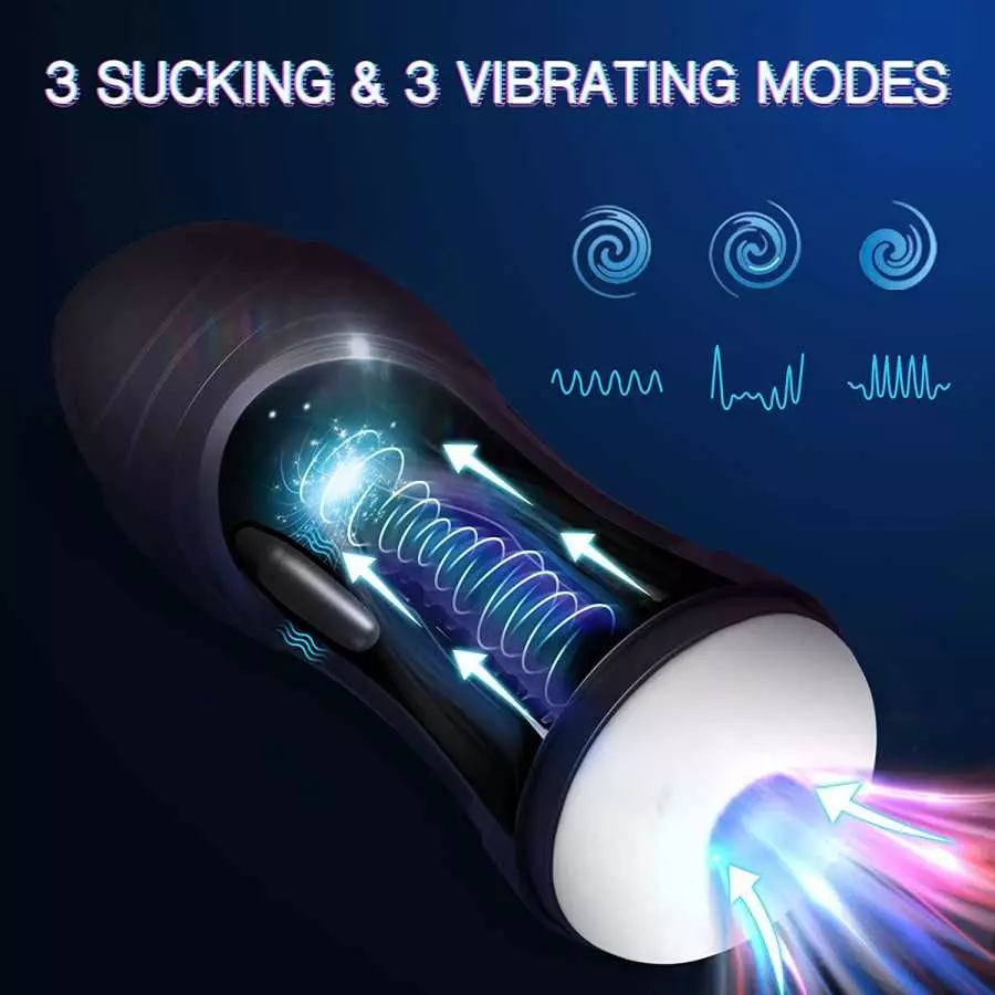 Automatic Male Masturbator, 3D Realistic Textured Electric Pocket Stroker with 3 Suction and 3 Vibrating Modes, Adult Blowjob Se