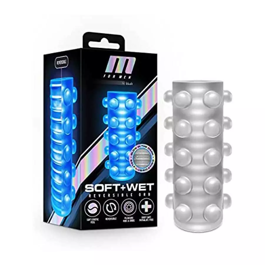 Blush Soft and Wet Reversible Orb Self Lubricating Dual Textured Male Masturbation Sleeve Easy to Clean 2 in 1 Stroker - Frosted