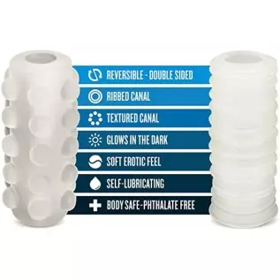 Blush Soft and Wet Reversible Orb Self Lubricating Dual Textured Male Masturbation Sleeve Easy to Clean 2 in 1 Stroker - Frosted