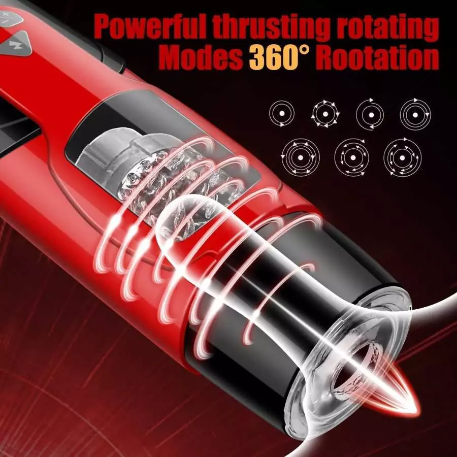 Automatic Male Masturbator with Thrusting & Rotating Sleeve Hands Free Pocket Pussy Stroker Penis Pump Adult Men Sex Blowjob Toy