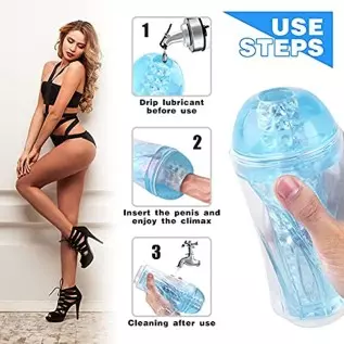 Male Masturbator Cup Masturbation Sleeve Sex Toy,3D Realistic Portable Crystal Vagina Hole Sleeve with Vagina Textured Blowjob P