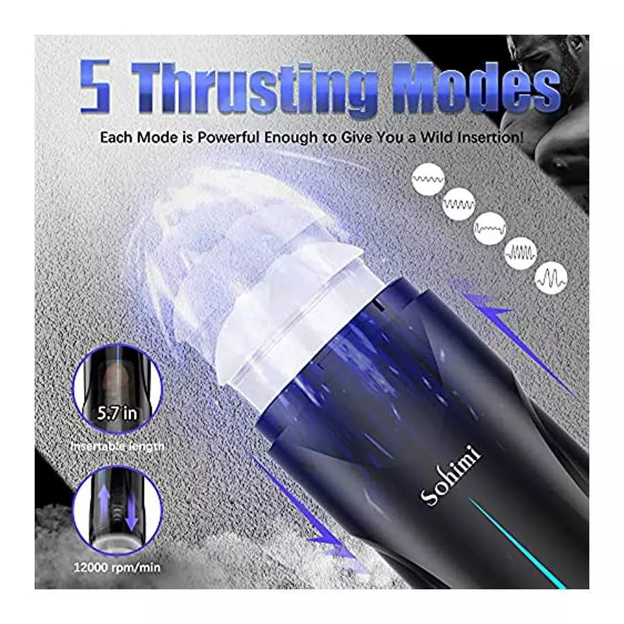 Automatic Male Masturbator Cup,3D Realistic Textured Pocket Pussy Stroker Electric Hands-Free Men Masturbation Cup 5 Thrusting M