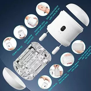 Automatic Male Masturbator Vibrator- 10 Intense Frequency Dual Open-Ended Pocket Pussy Stroker Penis Massager Trainer Cup Adult