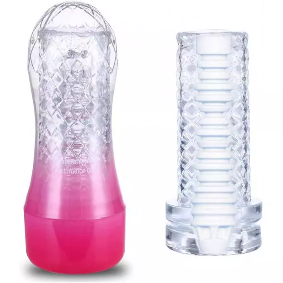 Clear Male Masturbator Cup - Men's Sex Toy for Penis Stimulation Masturbation and Training, Transparent Cock Stroker, Stage 3