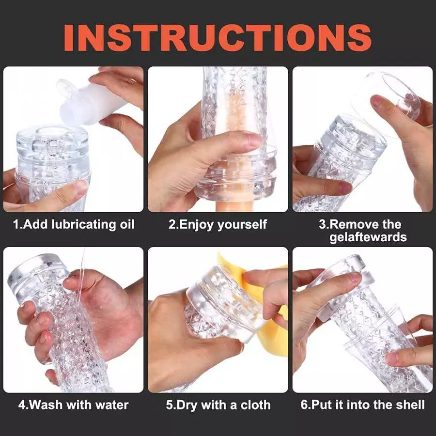 Clear Male Masturbator Cup - Men's Sex Toy for Penis Stimulation Masturbation and Training, Transparent Cock Stroker, Stage 3