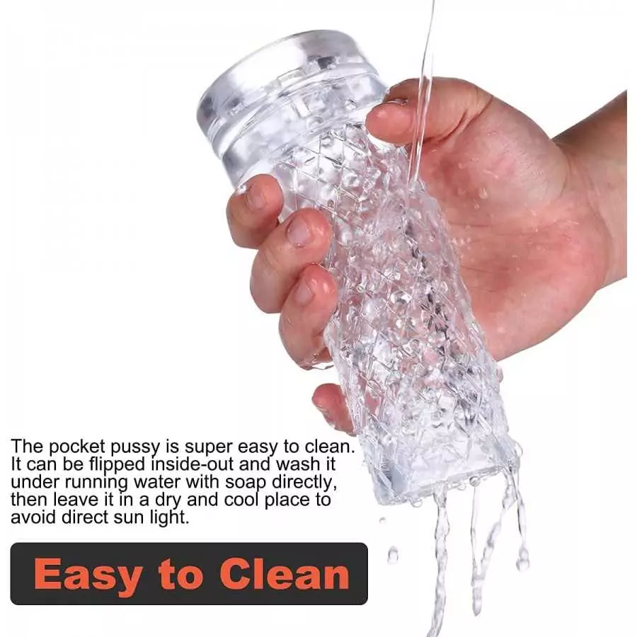 Clear Male Masturbator Cup - Men's Sex Toy for Penis Stimulation Masturbation and Training, Transparent Cock Stroker, Stage 3