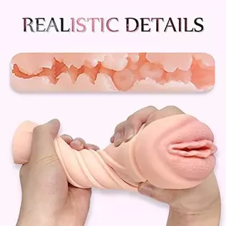 TIMIJOY Male Masturbator,Mens Masturbators Cup with Thrusting Function and Women Groans, Realistic Textured Pocket Vagina,Easy t