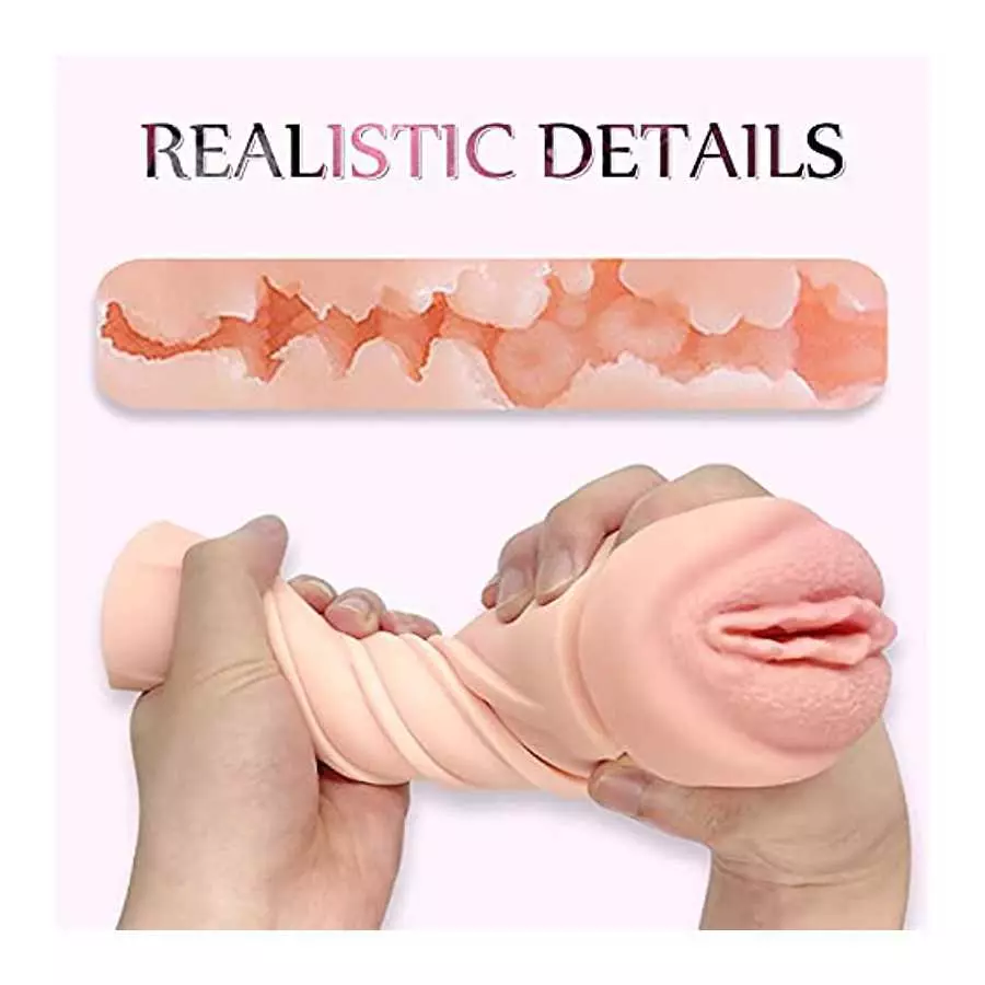 TIMIJOY Male Masturbator,Mens Masturbators Cup with Thrusting Function and Women Groans, Realistic Textured Pocket Vagina,Easy t
