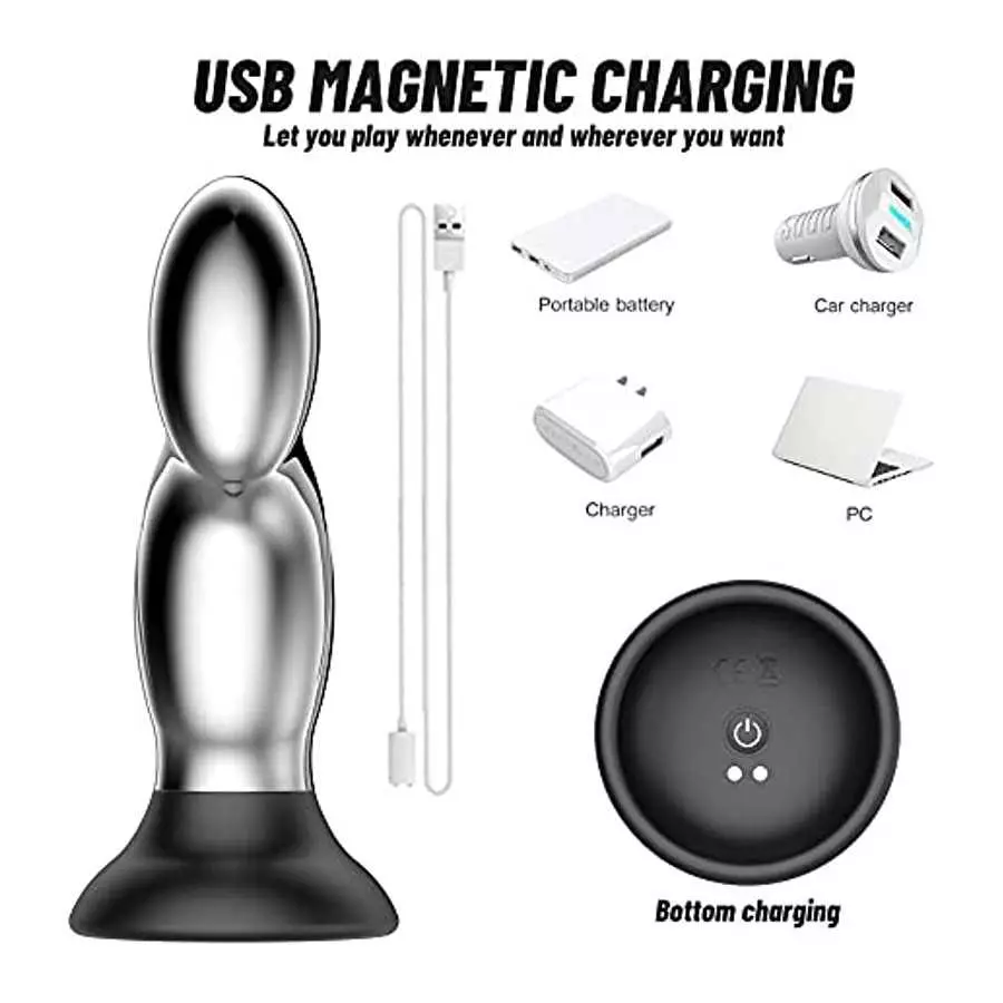 Metal Male Backyard Anal Plug Wireless 10-Frequency Vibration Prostate Massager Adult Sex Toys Male and Female masturbator Sex T