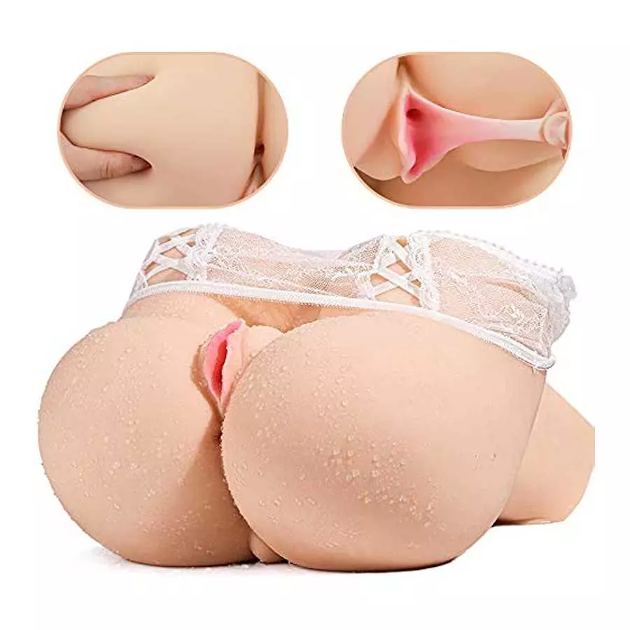 JBDK Life-Size Lifelike Busty Ass, Adult Male Masturbator Sex Toys, Sex and Anal Sex with Ribbed Vaginal and Anal Canal Two Chan
