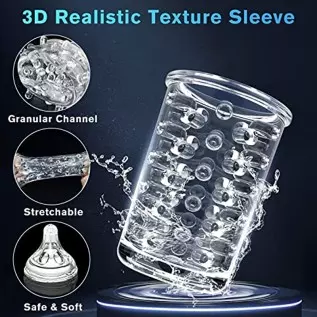 Automatic Male Masturbators Cup with 7 Thrusting & Rotating Modes, Ultra Quiet Hands Free Electric Pocket Pussy 3D Realistic Tex