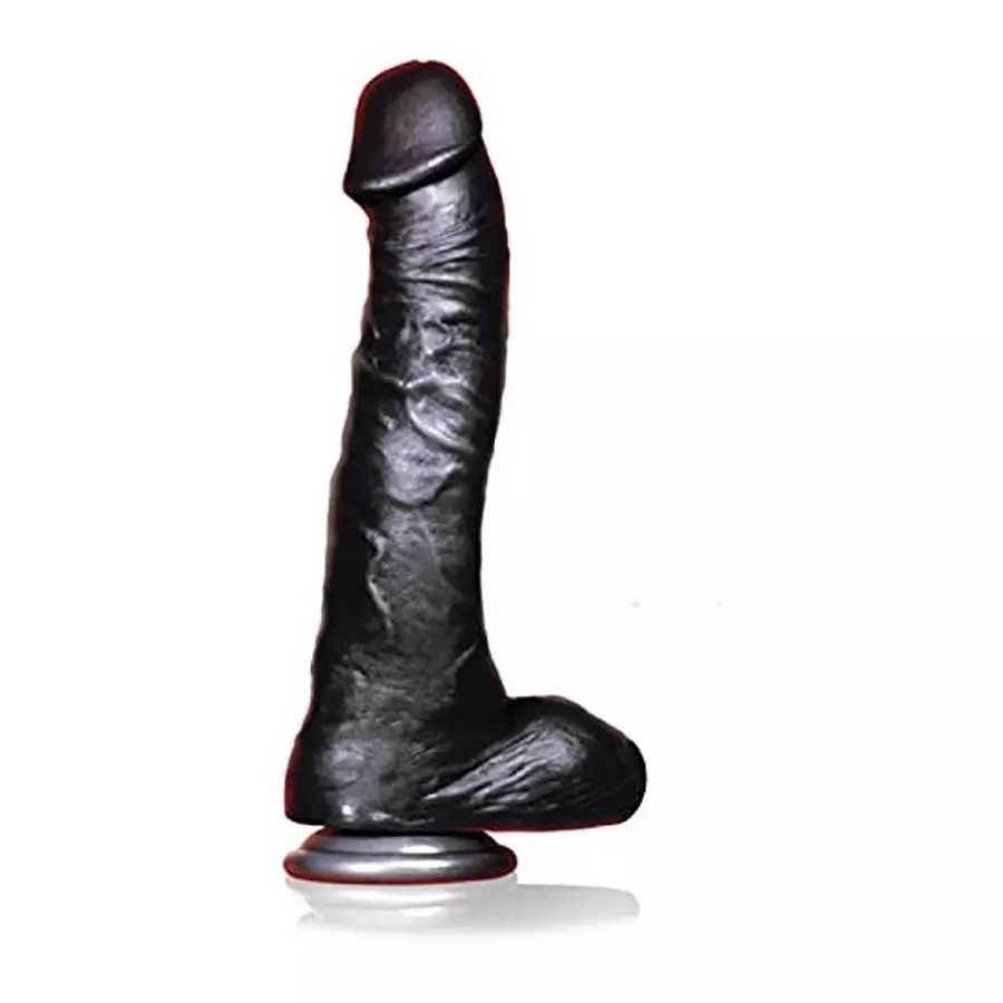 Sexy Gift Set Bundle of Big Black Cock Twizted 11 Inch Dildo and Icon Brands Vibrating Sextenders, Nubbed