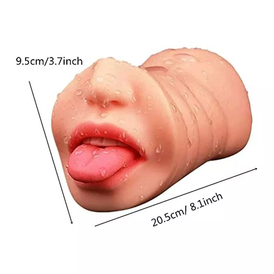 Pocket Pussy Male Masturbator Sucker Toy Double-Ended Male Sex Toys Mouth Tongue Textured Vagina & Tight Anus Realistic Suckings