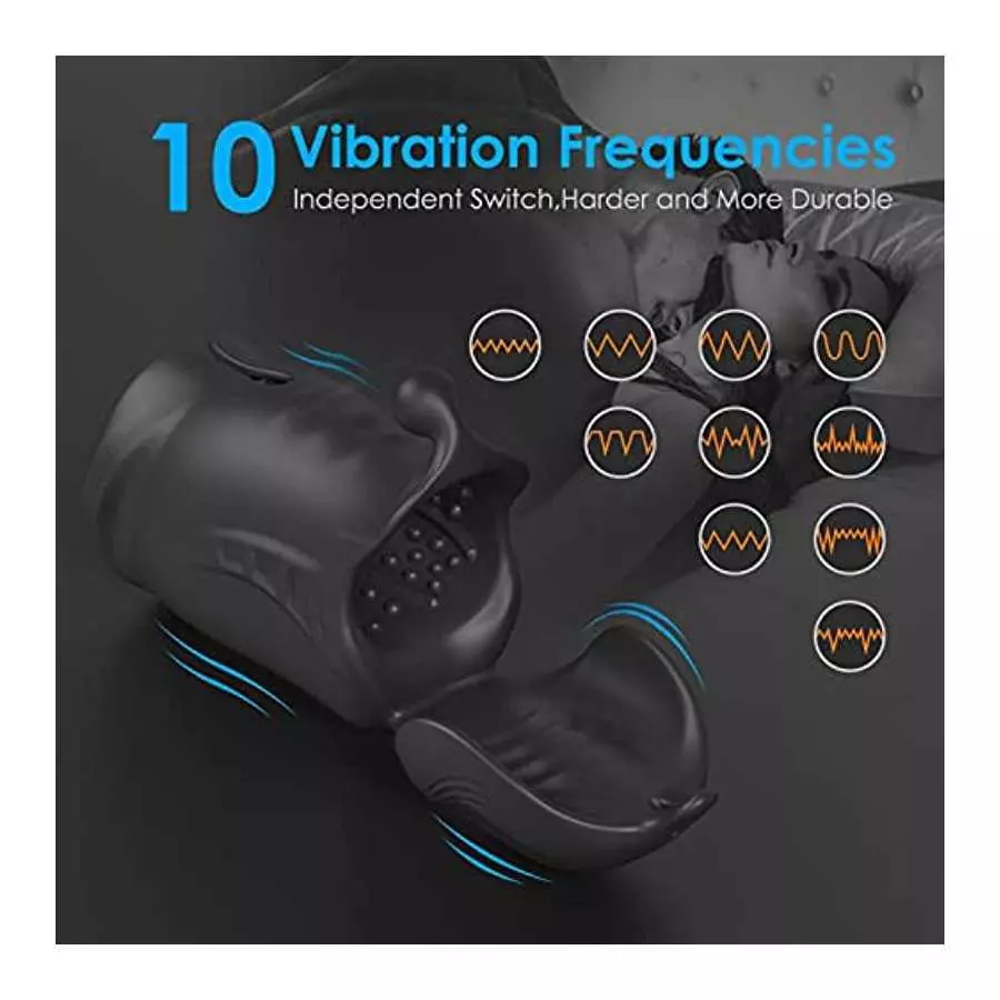 Automatic Male Masturbator Toys Dual Motor Vibration Penis Exerciser with 10 Vibration Modes for Testis Penis Glans Stimulation