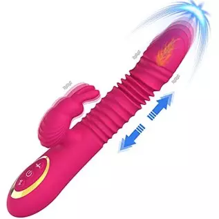 Thrusting Rabbit Pussy Anal Dildo Vibrator Adult Sex Toys with 20 Vibrating Modes for Women Clitoris Vagina Nipple Stimulator Ma