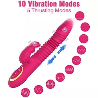 Thrusting Rabbit Pussy Anal Dildo Vibrator Adult Sex Toys with 20 Vibrating Modes for Women Clitoris Vagina Nipple Stimulator Ma Thrusting Rabbit Pussy Anal Dildo Vibrator Adult Sex Toys with 20 Vibrating Modes for Women Clitoris Vagina Nipple Stimulator Ma