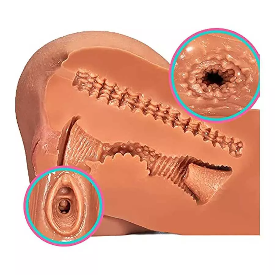 Brown Pocket Pussy for Men Masturbation, Man Sex Toys Male Masturbator Realistic Sex Doll with Strong Suction 3D Lifelike Vagina