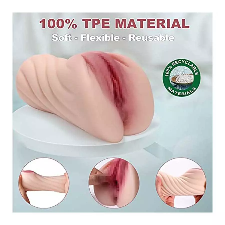 Lifelike Pocket Pussy Male Masturbator for Men with 3D Realistic Vagina and Tight Anal, Male Stroker for Men Masturbation with D
