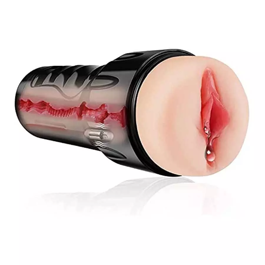 Male Masturbator Cup with 7 Inches Deepth Pocket Pussy,Men Masturbation Blowjob Toy with 10 Powerful Vibrations，Hands-Free Pocke