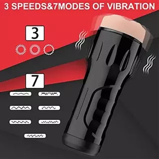 Male Masturbator Cup with 7 Inches Deepth Pocket Pussy,Men Masturbation Blowjob Toy with 10 Powerful Vibrations，Hands-Free Pocke