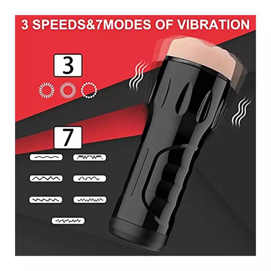 Male Masturbator Cup with 7 Inches Deepth Pocket Pussy,Men Masturbation Blowjob Toy with 10 Powerful Vibrations，Hands-Free Pocke