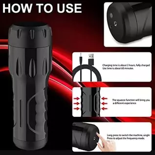 Male Masturbator Cup with 7 Inches Deepth Pocket Pussy,Men Masturbation Blowjob Toy with 10 Powerful Vibrations，Hands-Free Pocke