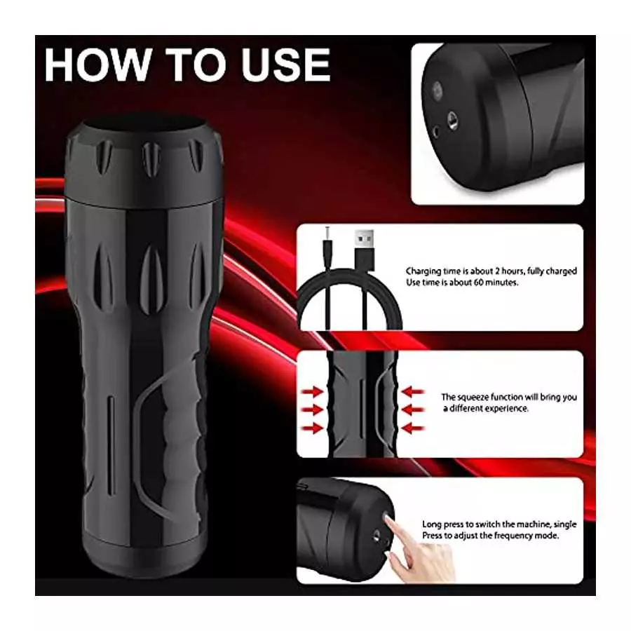 Male Masturbator Cup with 7 Inches Deepth Pocket Pussy,Men Masturbation Blowjob Toy with 10 Powerful Vibrations，Hands-Free Pocke