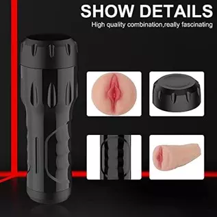 Male Masturbator Cup with 7 Inches Deepth Pocket Pussy,Men Masturbation Blowjob Toy with 10 Powerful Vibrations，Hands-Free Pocke