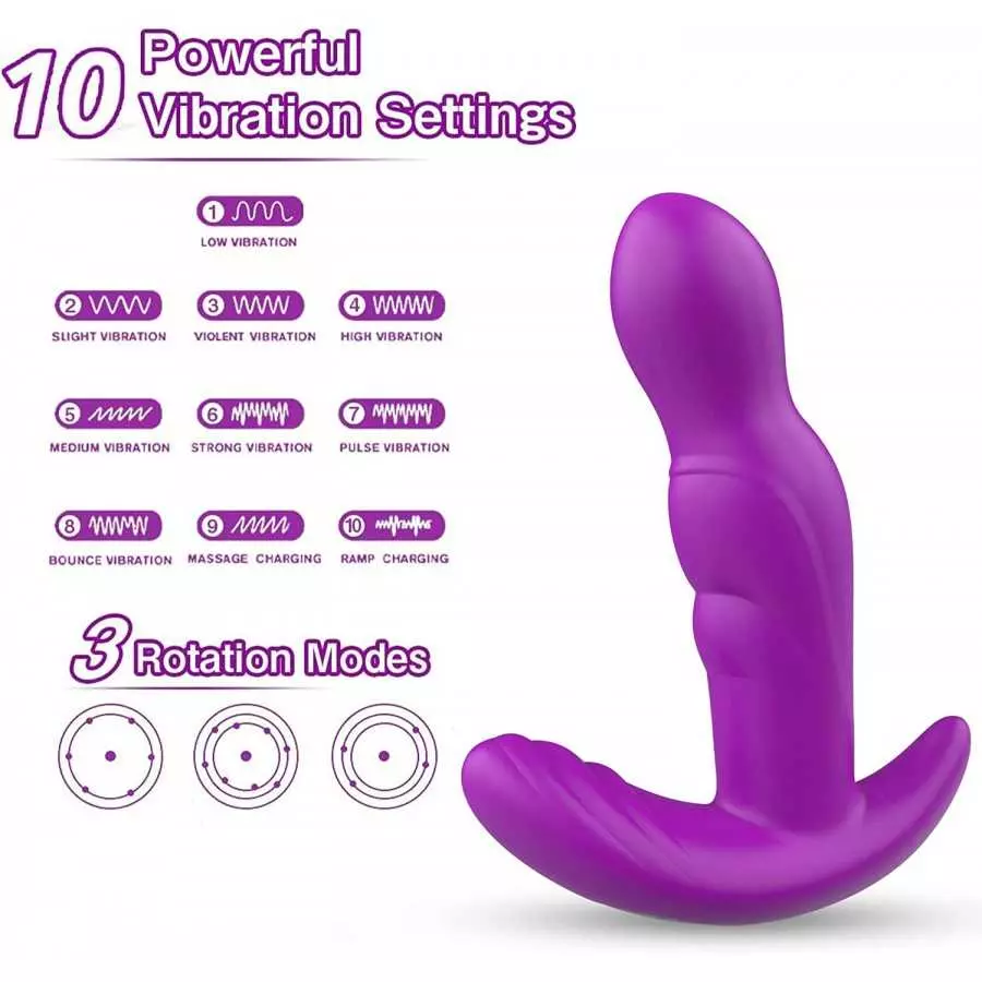360° Rotating Anal Vibrator Prostate Massager, Anal Butt Plug with Ergonomic Design and 30 Powerful Stimulation Patterns for Beg